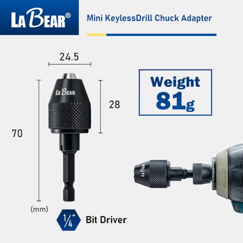 LABEAR Keyless Drill Chuck Adapter, 1.5-6mm, 1/4" Hex Shank - size: 1.5-6mm