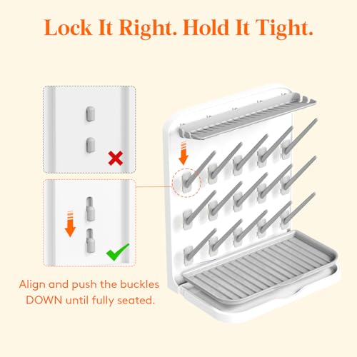 Lifewit 15-Hooks Baby Bottle Drying Rack for Countertop - size: Large-15 Hooks