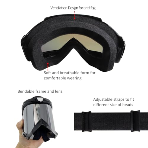 ATV Dirt Bike Goggles 2-Pack Motorcycle Gear Motocross Riding Racing - color: Clear Lens + Silver Lens