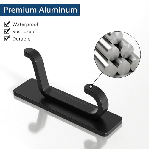 pickpiff 13LB Strong Stick-on Hooks for Coat & Towel, Black 6 Pack - color: Black, size: 6 Pack