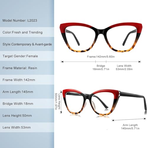 3 Pack Oversized Reading Glasses for Women with Spring Hinge - color: 3 Pack Mix C4*