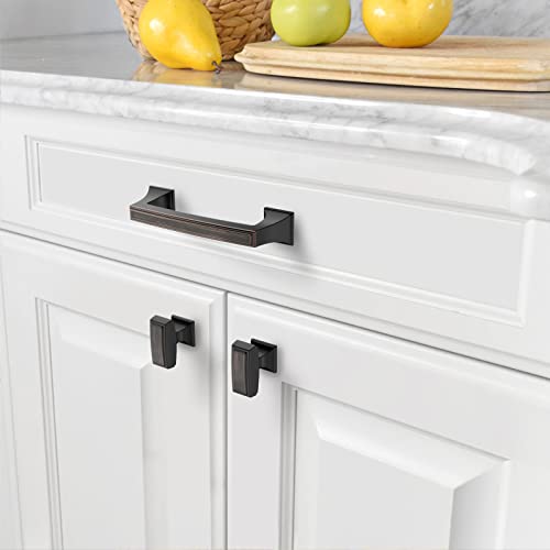 Amerdeco 10 Pack Oil Rubbed Bronze Cabinet Pulls 3-3/4 Inch(96mm) Hole Center Cabinet Hardware Kitchen Cabinet Handles for Bathroom Drawer Pulls Dresser Pulls ZH0010 - color: Oil Rubbed Bronze, size: 3.75"/96MM Hole Center