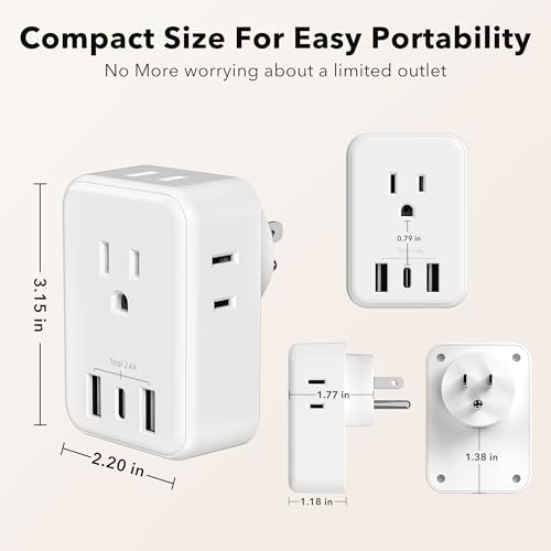 BN-LINK Multi Plug Outlet Extender with AC Outlets and USB Ports, Outlet Splitter with 3 USB Ports (1 USB C), Wall Charger Adapter for Dorm, School, Travel, Office, Home (4 Outlets (Pack of 1)) - size: 4 Outlets(USB)