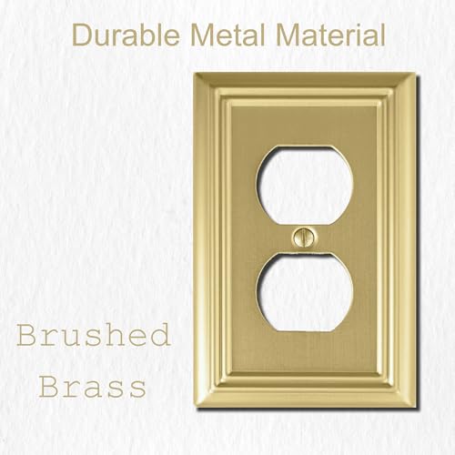 OKAWYC Single Duplex Outlet Light Switch Cover Adler Metal Wall Plate, 4-Pack Brushed Brass 1 Gang, for Receptacle Light Switch, Switch Cover Decorative Wallplate, Durable - size: 1 Duplex