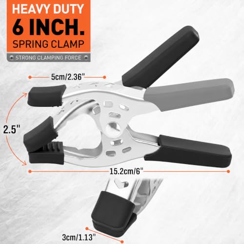 HORUSDY 6-Piece 6 inch Spring Clamp, Heavy Duty Spring Metal Spring Clamps, 2.5 - inch Jaw opening (6-Piece) - color: Black, size: 6 inch 6-Piece