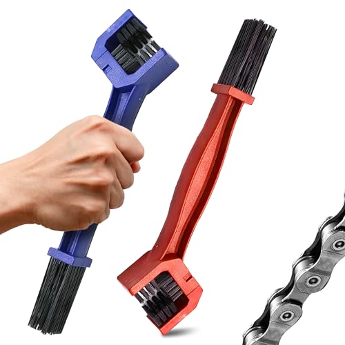 ALPENKOK Motorcycle Chain Brush, 2 Pcs, 3-Sided O-Ring Safe Cleaning Set - size: 1 Count (Pack of 2)