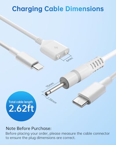 littlelucky 6mm Magnetic and 2.5mm DC Replacement Cable Set with A-Adapter - color: White-Set-6mm
