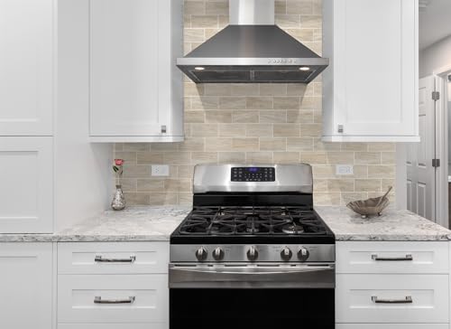 StyloVue 100 Pieces Peel and Stick Backsplash for Kitchen, 3" x 6" PVC Subway Tile Upgraded Grayish Beige with Gray Grout Backsplash Stick on Tile Elevate Kitchen, Bathroom, Fireplace,RV - color: Grayish Beige