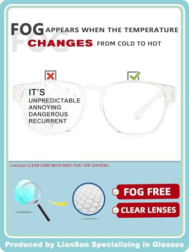 LianSan Safety Glasses Over Eyeglasses for Women - Anti-Fog Goggles Fit Over Eyewear for ANSI Z87.1 Certified - color: Transparent/Clear