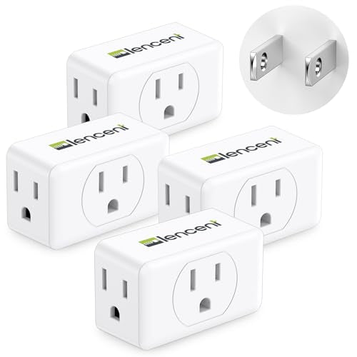 LENCENT 2 Prong to 3 Prong Outlet Adapter, Wall Plug Extender - size: 4 Pack