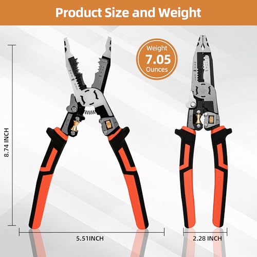 Wire Stripper Wire Crimping Tool - 10-in-1 Versatile Wire Cutter Crimper Cable Stripper AWG 22-10 Heavy Duty Wire Stripper Cutter Pliers Tool for Splitting,Stripping,Cutting,Crimping,Clamping