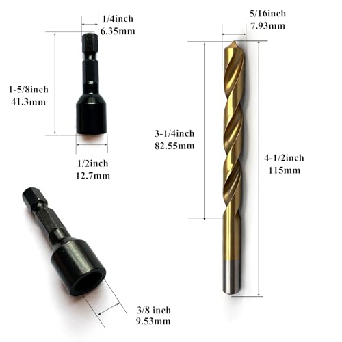 2 Pcs Hanger Bolt Driver and Drill, Alloy-Steel Driver with HSS Twist Drill for 3/8"-16 Double Headed Wood Screws Fully All Threaded Rod,Threaded Insert Hexagon Head Drivers and Drills Bits - size: Driver&Drill 3/8"