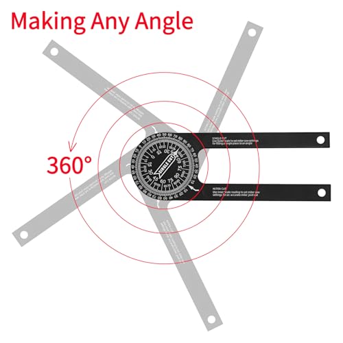 Aluminum Miter Saw Protractor，Angle Finder Tool，7-Inch Rust Proof | Angle Finder Featuring Precision Laser Engraved Scales (LX-230)，for Carpenters, Plumbers and All Building Trades