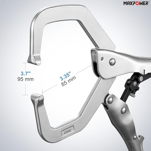 MAXPOWER 11" Self-Adjust Locking C-Clamp – 3.7" Jaw Opening, Regular Tip - style: Regular Tips | 11"