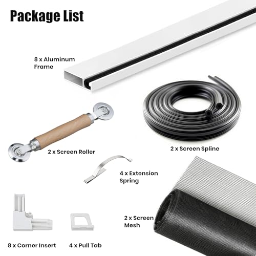 Toocust Window Screens Frame Kit 24 Square, Heavy-Duty Aluminum Window Screen, High-Visibility Durable Mesh, Easy Repair/Reinstall for Windows & Patio Doors, Multi-Size Options-2 Pack - size: 24*24 2pack