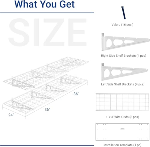 FLEXIMOUNTS 4-Pack 2x3ft Garage Shelving, 24"x72" Storage Shelves, White - color: White, size: 4 pack-2x3 ft