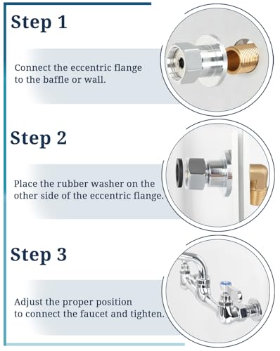 2 Pack Brass Coupling Flanges for 8" Center Wall Mount Faucet Installation