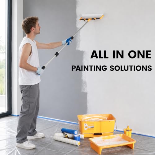 VOOMEY 18 Inch Paint Roller Kit with 1.34M Extension Pole - size: 27pc with 1.35M Extension Pole