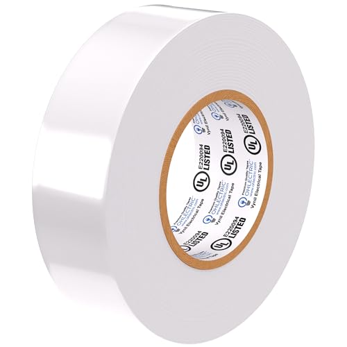 OHLECTRIC Professional Grade Vinyl Electrical Tape (1 Pack) White - 7 Mil Thick Flame-Retardant, Heat & Weather Resistant 3/4 Inch x 60 Feet | Ideal for Contractors & Electricians - size: 1 Roll, style: White