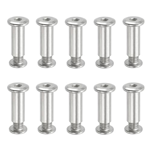 PATIKIL Hex Chicago Screws, 10 Set Binding Screw Posts M8 x 25 mm Connecting Hex Drive Socket Cap Bolt Nuts for Scrapbook Leather Belt Album Photo Furniture Repair, Silver - size: M8 x 25