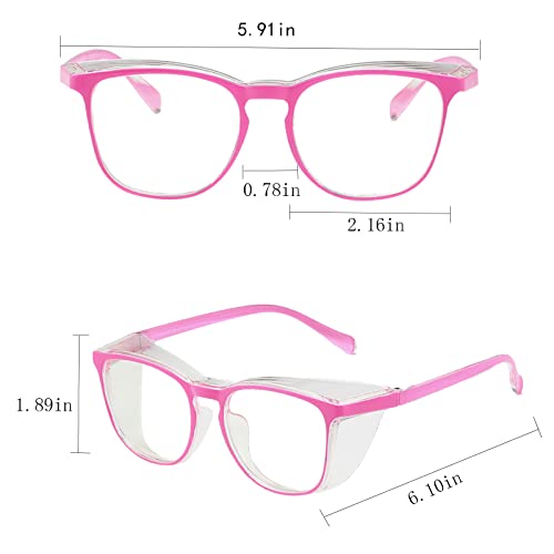 Safety Glasses for Men Women Nurses Anti Fog Stylish Fashion Comfortable Goggles with Side Shields Eye Protection for Adult - color: 3-pack: Pink, Black, Clear