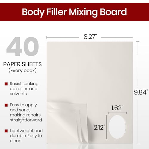 Calvana Car Body Filler Repair Kit, Includes Multi-Layered Disposable Paper - size: 2 Set Mixing Board