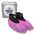 ShuBee Original Disposable, Extra-Large Boot and Shoe Covers, Thicker & Stronger, Durable Protection for Floors - 50 Pairs - color: Pink