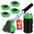 Furniture Lifter Tool with 4 Pcs Appliance Rollers, 660 Lbs, Green - color: Green