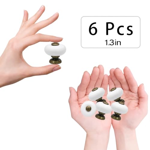 6-Pack Ceramic Round Cabinet Knob 1.3 Inch in Antique Bronze Finish - size: 1.3inch-6Pcs