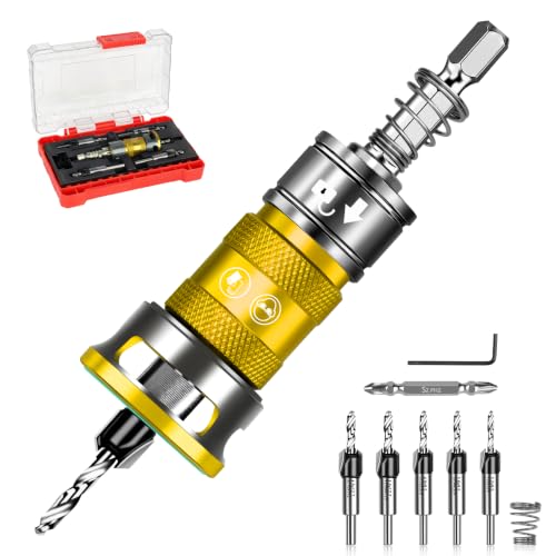 Upgrade 10PCS Countersink Drill Bit Set with Adjustable Depth Stopper - color: Golden, size: Extended - Quick Adjustment