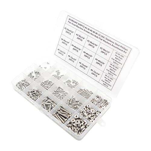 #2-56#4-40#6-32 UNC Phillips Pan Head Screws Nuts & Washers Kit - size: #2-56#4-40#6-32UNC