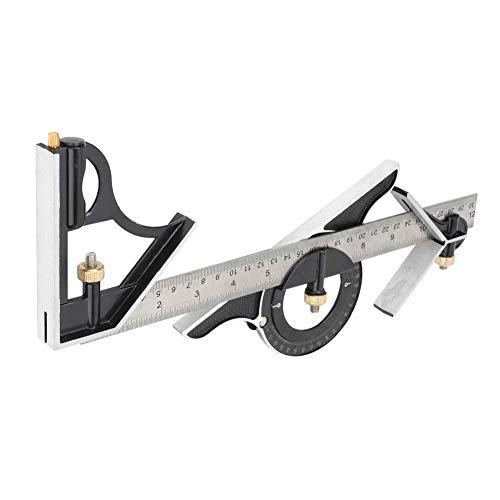 Stainless Steel T Ruler, Combination Set with Protractor, Stainless Steel Angle Ruler 0-180° Combination Tri 0.01 Protractor Measure Tool for Woodworking, Metalworking