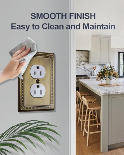 Switch Plates Outlet Covers, 4-Pack Antique Brass Metal Wall Plates - color: Antique Brass, size: 1 Duplex 4PK