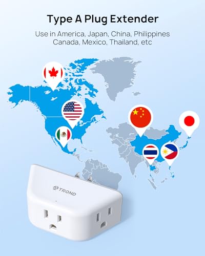 TROND 2 Prong to 3 Prong Outlet Adapter for Old House - color: White, size: 3AC-2 Prong Plug, 1 Pack