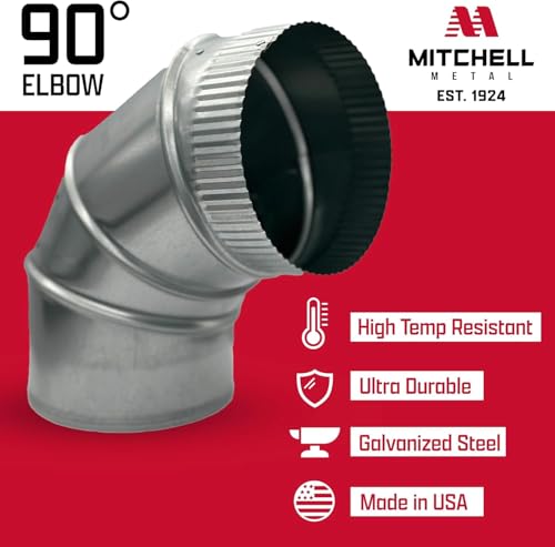 4" Adjustable Duct Elbow 90 Degree HVAC - Galvanized Sheet Metal 28-Gauge Duct Connector - Ideal for Round Tube Air Ventilation & Vent Pipe Ductwork (4 Inch) - size: 4 Inch