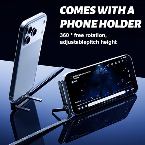 240W Invisible Phone Charger Cable Stand Fast Charging Braided Built-in Kickstand 2In1 Folding Foldable Sideways Flat Universal USB-C C to C for iPhone Android Station Hub 4.9FT - color: C TO C