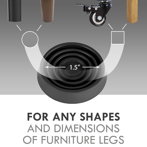 Furniture Coasters, 1.5X1.5 Rubber Caster Cups Non Slip Furniture Pads - color: Black, size: 1.5” 4pcs - new