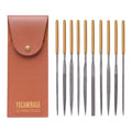 10Pcs Needle File Set, Needle Files Grade T12 Forged Steel, Compat Small File Set for Metal, Wood and Plastic. Needle Files with Convenient Synthetic Leather Storage Case.