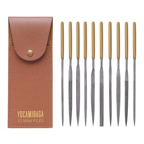 10Pcs Needle File Set, Needle Files Grade T12 Forged Steel, Compat Small File Set for Metal, Wood and Plastic. Needle Files with Convenient Synthetic Leather Storage Case.