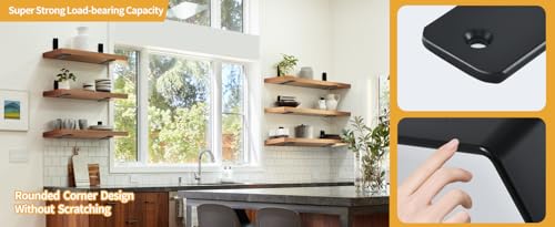 4 Pack - L 6" x H 6" x W1.5, 5mm Thick Black L Shelf Bracket, Iron Shelf Brackets, Metal Shelf Brackets, Floating Shelf, Shelf Supports with Screws - size: 6''x6'', style: Black 4 Pack
