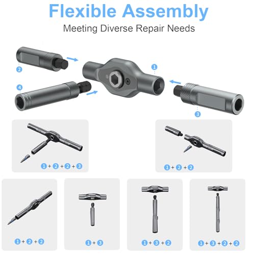 42-in-1 Magnetic Screwdriver Set, DIY Ratchet Screwdriver Set with Detachable Handle, Portable Compact Repair Tool Kit for Furniture Laptop Electronicsv Bicycle - style: 42 in 1