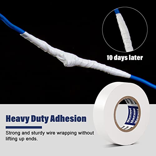 White Electrical Tape Vinyl PVC Electric Tape for Wire Insulating, DIY - color: White