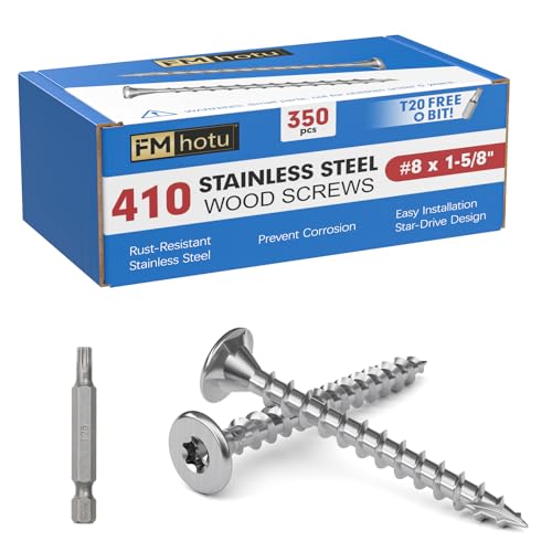 #8 x 1-5/8" Stainless Steel Deck Screws, 350Pcs 410 Grade Stainless Steel - size: #8 × 1-5/8"