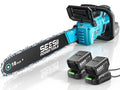 SEESII 40V 18-Inch Electric Chainsaw Cordless with 2 x 5.0Ah Batteries - color: Cerulean