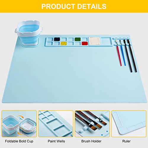 Silicone Art Mat with Cup, Painting Mat for Crafts Resin Casting - color: Blue