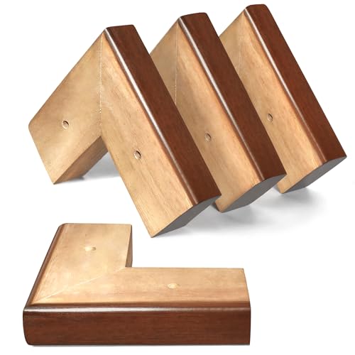 Wooden Bed Riser 1 inch Sofa Risers for Furniture L Shaped Couch Sofa Feet Dresser Leg Set of 4 (Brown, 1 inch) - color: Brown, size: 1 inch