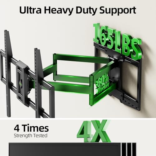 USX MOUNT 8" Sliding Design/Heavy Duty Full Motion TV Wall Mount for 32-120" TVs, Ultra-Large Dual Arm Mount for 16/18/24" Studs with Swivel,Tilt&Level/Preassembled, Max VESA 900x600 up to 165lbs - size: For 32" to 120" TVs