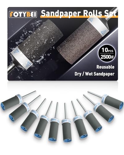 10Pcs 2500 Grit Sanding Drums Sandpaper Sticks Set with Dremel Rotary Tool for 1/8" Shank, Rotary Tool Accessories Suitable for Metal Rust Removal/Jade Polishing/Stone Grinding - size: 2500 Grit