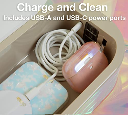 Beyond UV+O3 Sanitizer Box and Universal Charger UV and Ozone Disinfector for Phone, Mask, Makeup Brush, Nail Tool (Almond Oil)