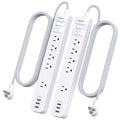 2 Pack 9.8FT Power Strip Surge Protector, 5 Outlets with 3 USB Ports - size: 9.8 FT